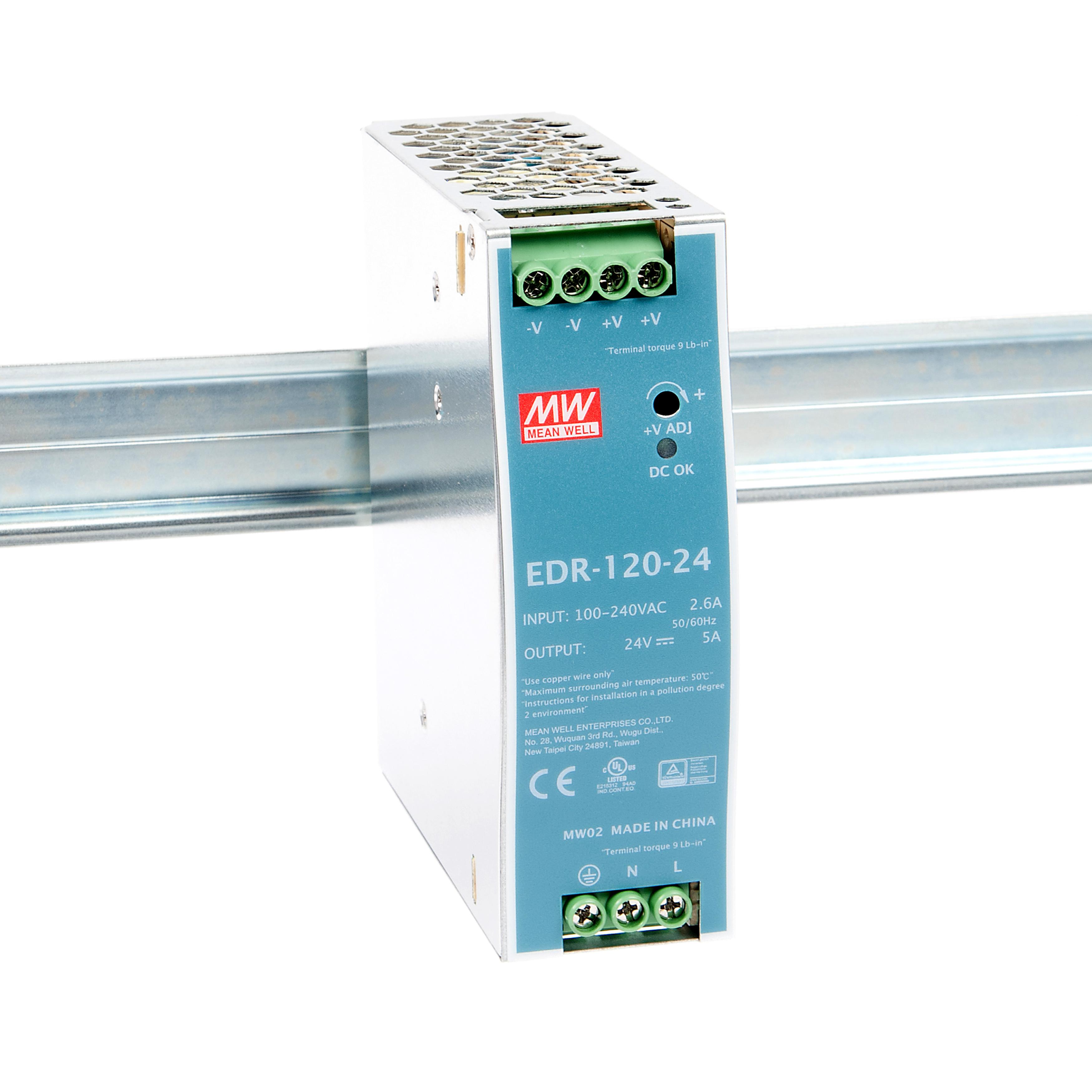 EDR 120 Watt Economical DIN Rail Power Supply 24V DC 5.0A