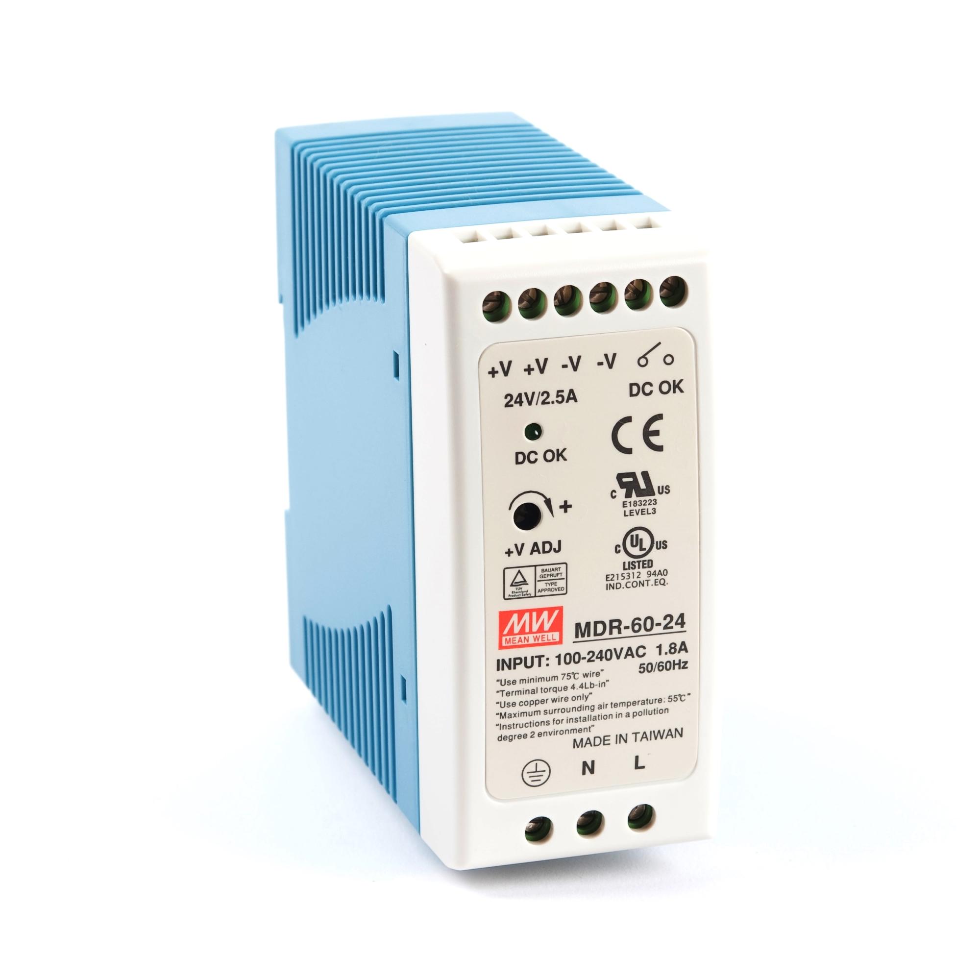 MDR 60 Watt Miniature DIN Rail Power Supply 24V DC 2.50A